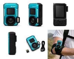 8K Waterproof Action Camera with Dual Screens, LED Fill Light & Accessories